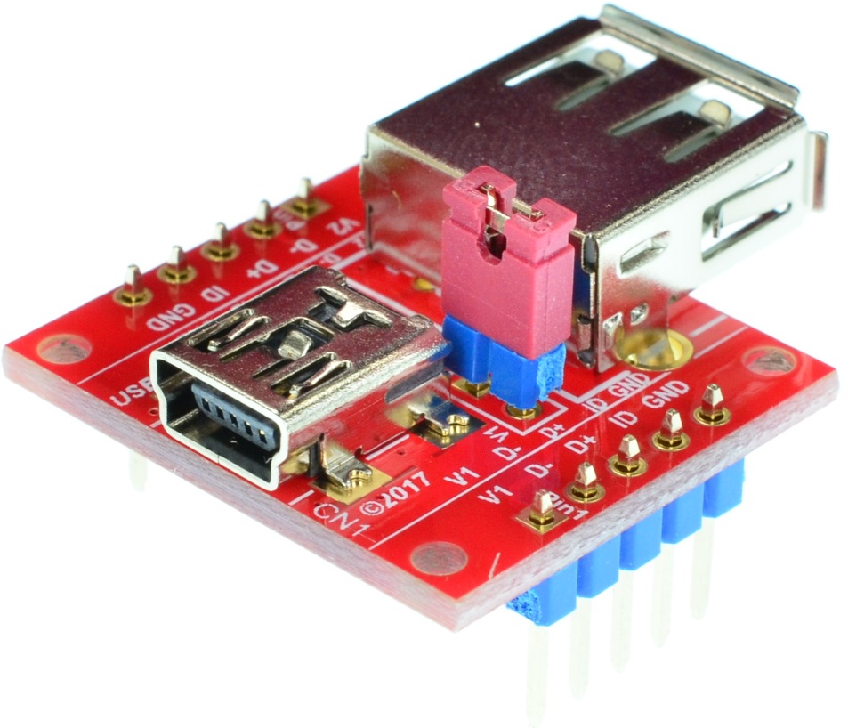 mini USB2.0 Type B Female to USB2.0 Type A Female pass-through adapter breakout